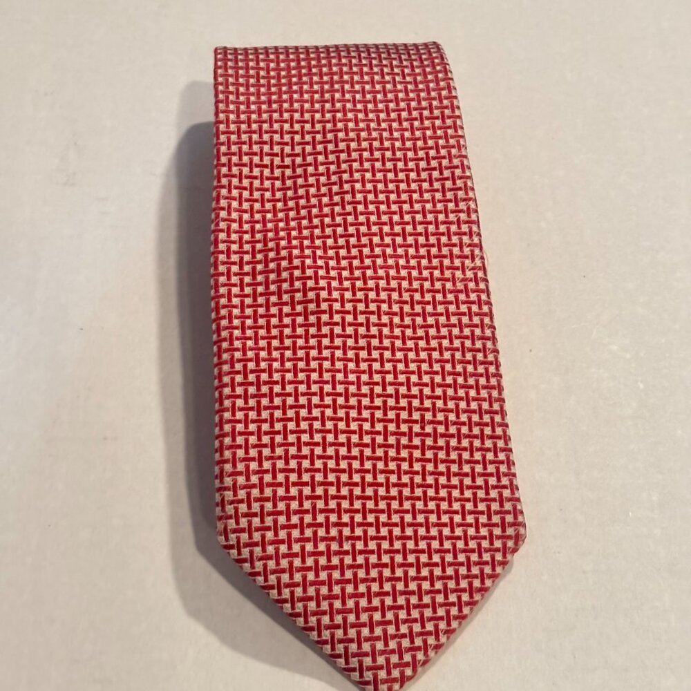 7 Camicie Red/ White patterned suit tie